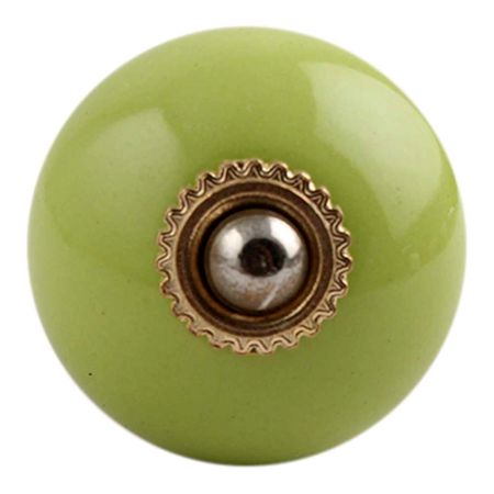 Lime Round Golden Fitting Ceramic Cabinet Knob